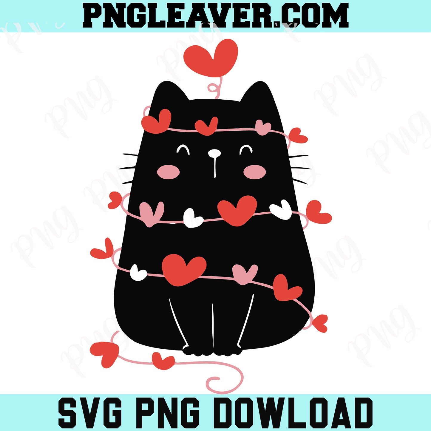 Valentine Black Cat With Heart Svg Png, Valentine Black Cat Svg
