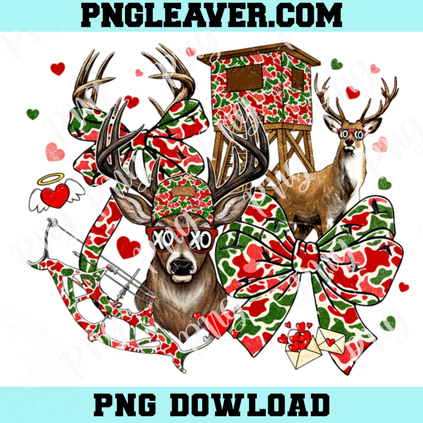 Hunting Valentine Buck PNG, Coquette Valentines Png, Valentine Deer Png