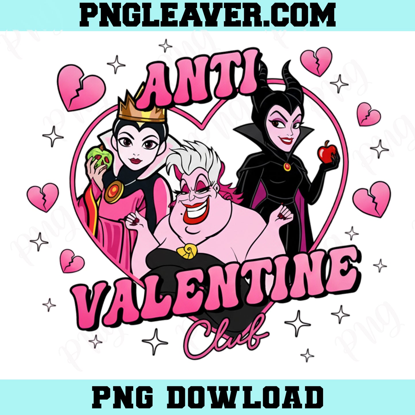 Valentine Horror Cartoon Villain Png, Retro Breaking Hearts Valentine Png, Villain Heart Png
