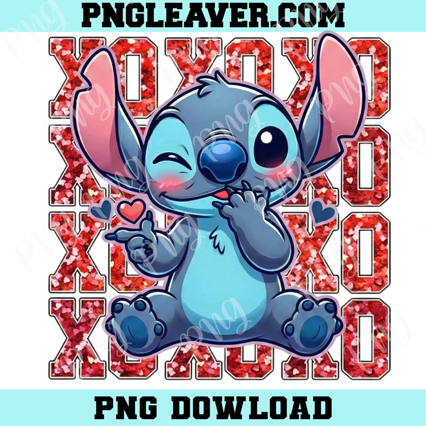 Stitch Cute XOXO Png, Stitch Cute Valentine Png, Valentine Movie Design Png, Pink Valentine Cartoon Characters Png,