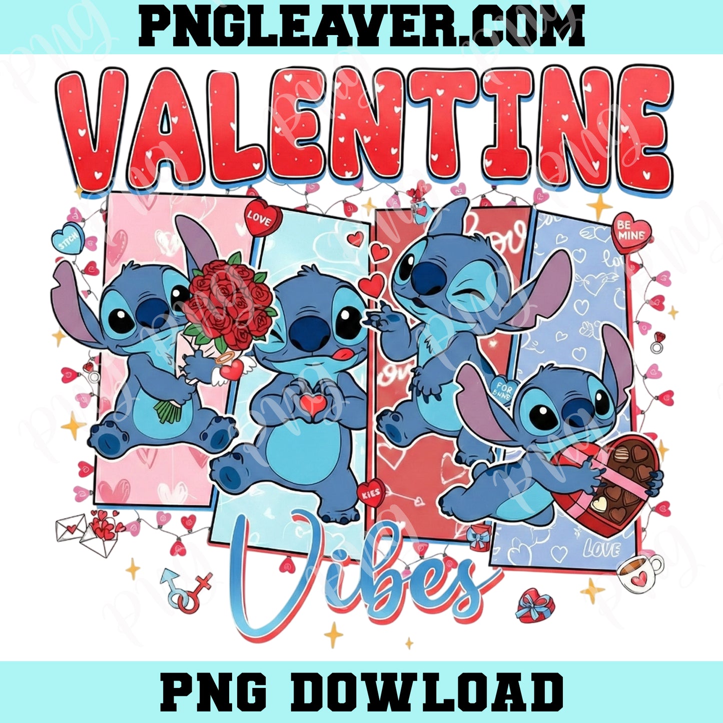 Stitch Valentine Movie Design Png, Pink Valentine Cartoon Characters Png, Valentine Xoxo Png