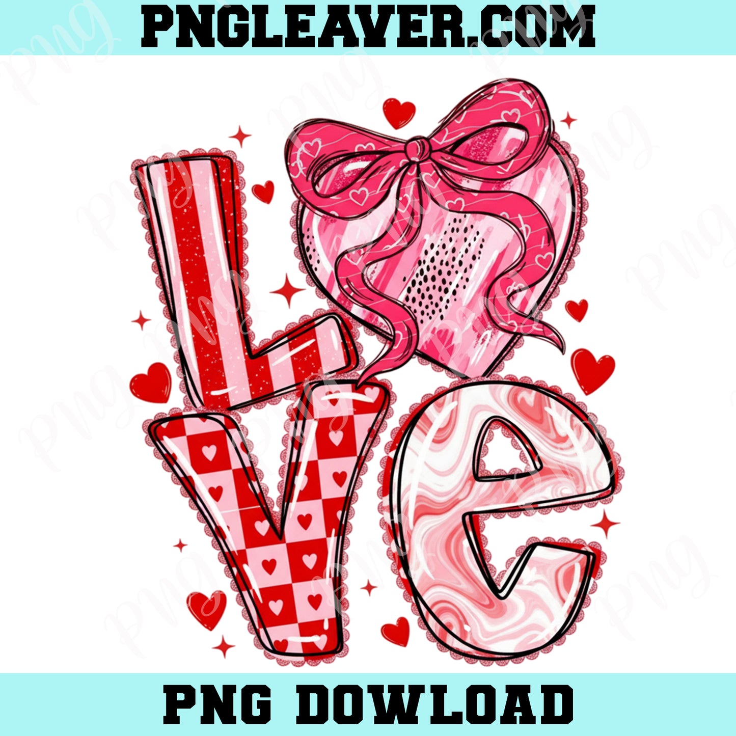 Valentine's Day Love Hand Drawn PNG, Preppy Coquette Valentine PNG Valentine Bow Digital Download Pink Png