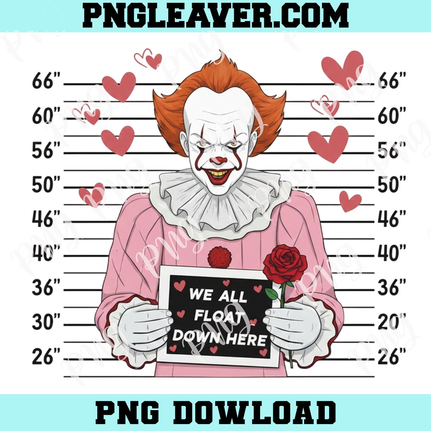 Pennywise Valentine's Png, Valentine Horror Character Png, Be Mine Pennywise Png