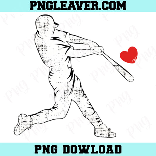 Valentines Day Baseball Batter Png, Heart Men Boys Kid Png