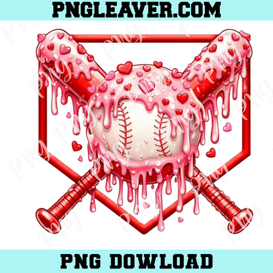 Baseball Valentines Day Png, Baseball Boys Ice Cream Drip Heart Valentine Png