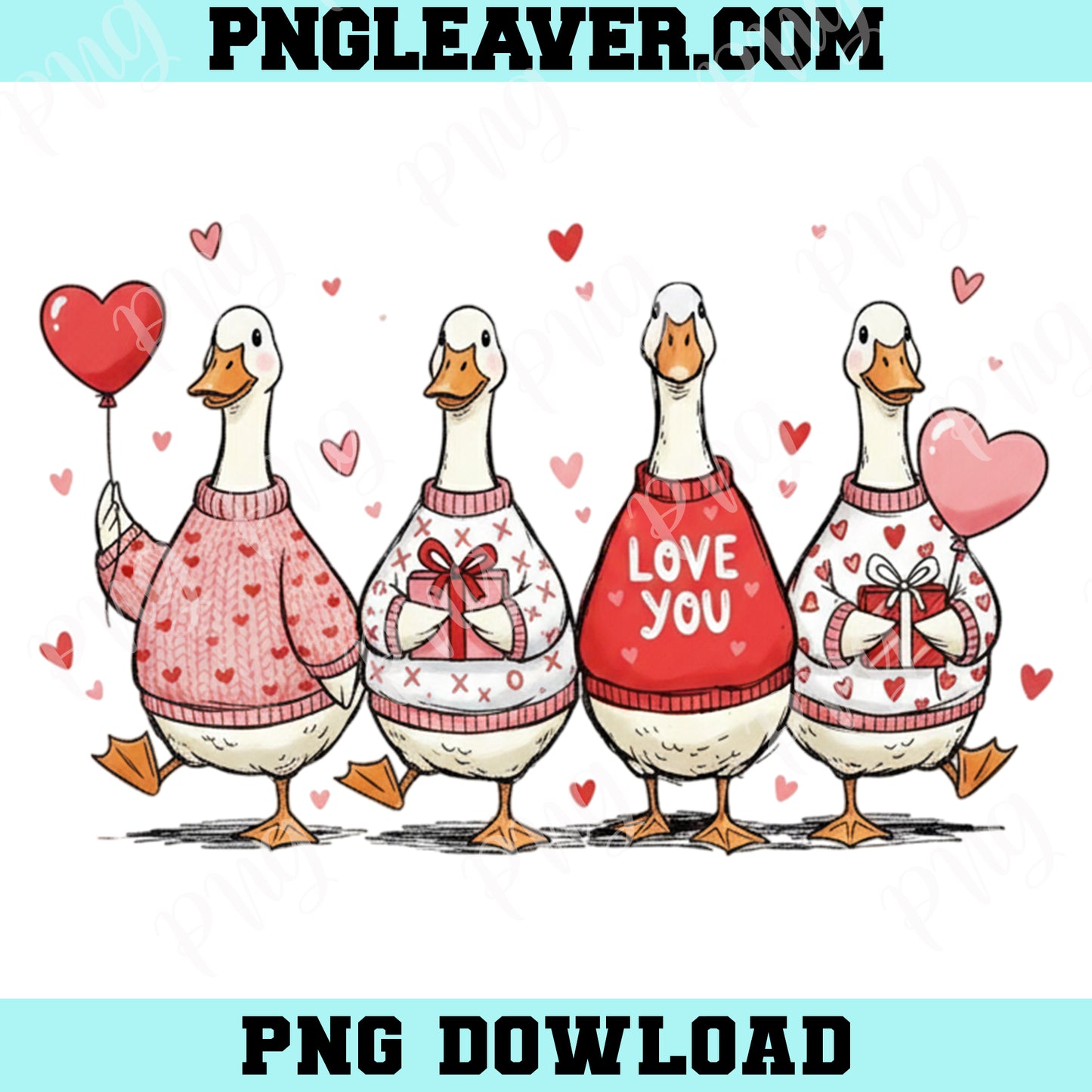 Goose Cute Love Png, Goose Valentines Day Png, Funny Goose Valentine Png