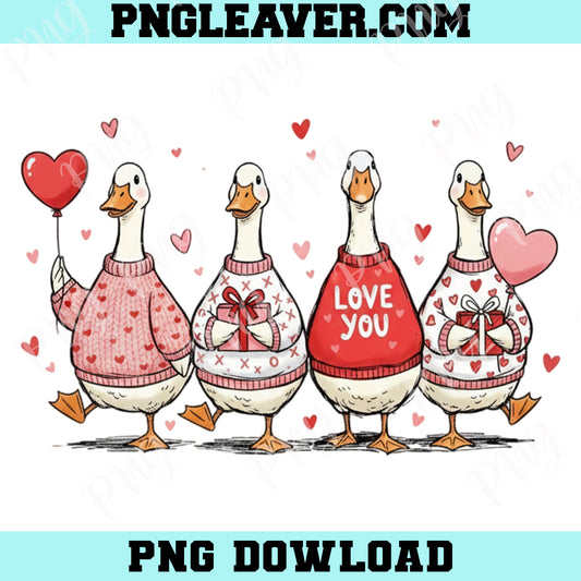 Goose Cute Love Png, Goose Valentines Day Png, Funny Goose Valentine Png