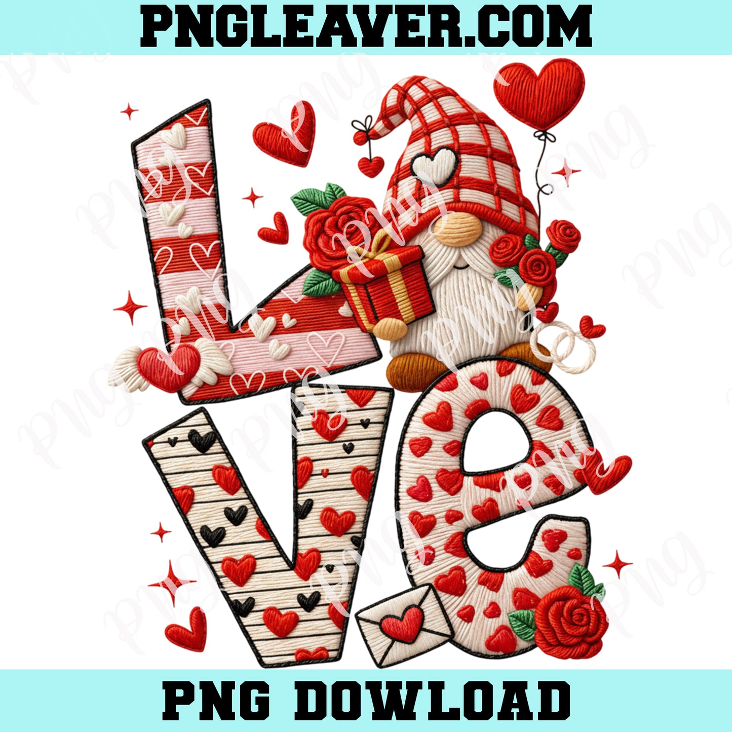 Love Gnome Embroidery Png, Crochet Heart Png, Latch Hook Yarn Shirt Png