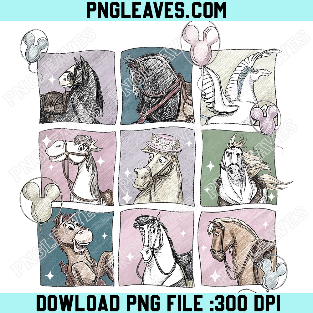 Vintage Disney Horse Characters PNG, Maximus Pegasus Bullseye Khan Phillipe PNG, Animated Disney Animal PNG