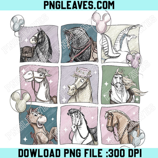 Vintage Disney Horse Characters PNG, Maximus Pegasus Bullseye Khan Phillipe PNG, Animated Disney Animal PNG
