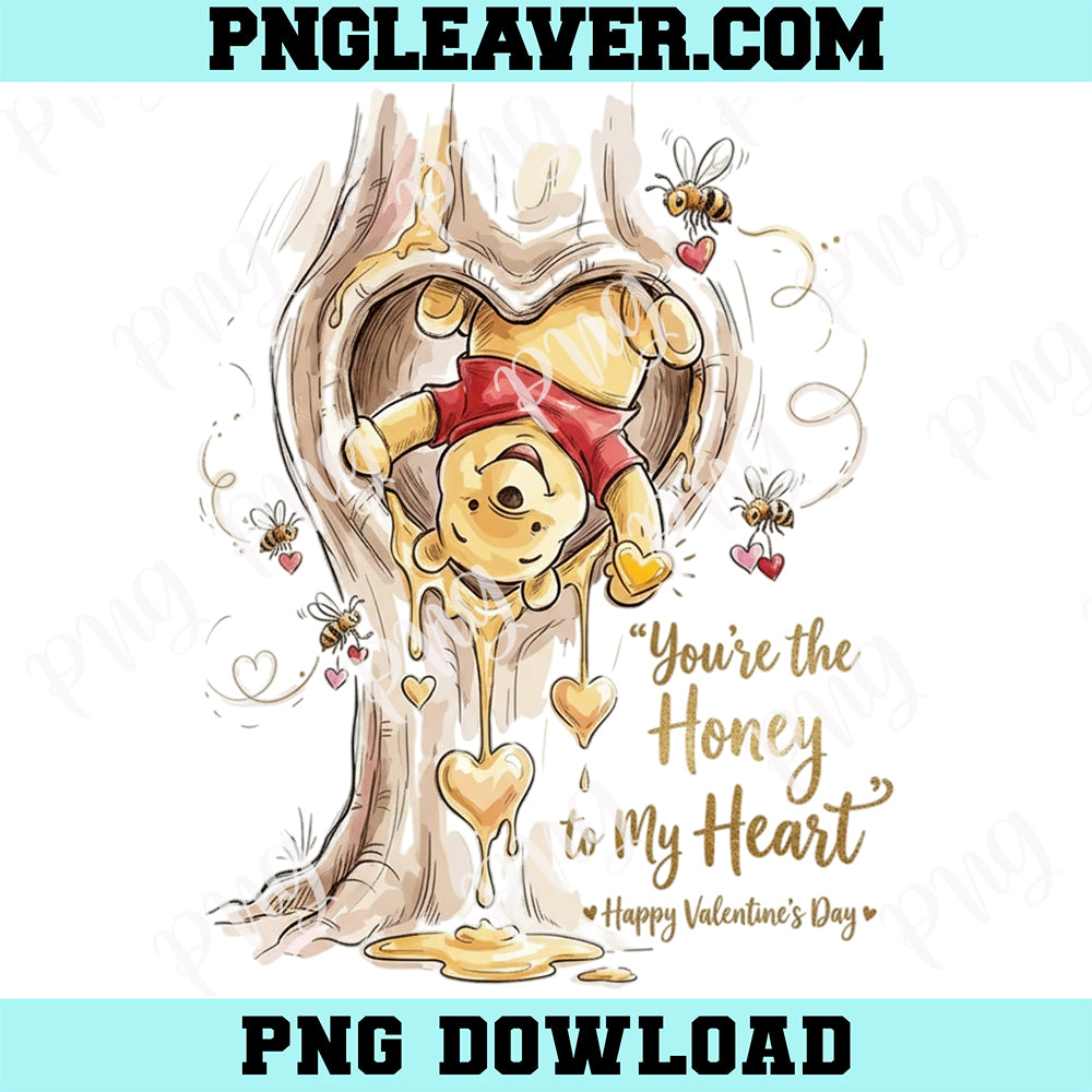 Winnie The Pooh Valentine Cute PNG, You’re the Honey to My Heart Png, Retro Love Png