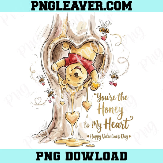 Winnie The Pooh Valentine Cute PNG, You’re the Honey to My Heart Png, Retro Love Png