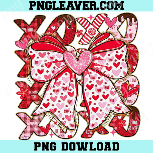 Xoxo Coquette Love Png, Heart Bows Png, Pink Coquette Valentine Png