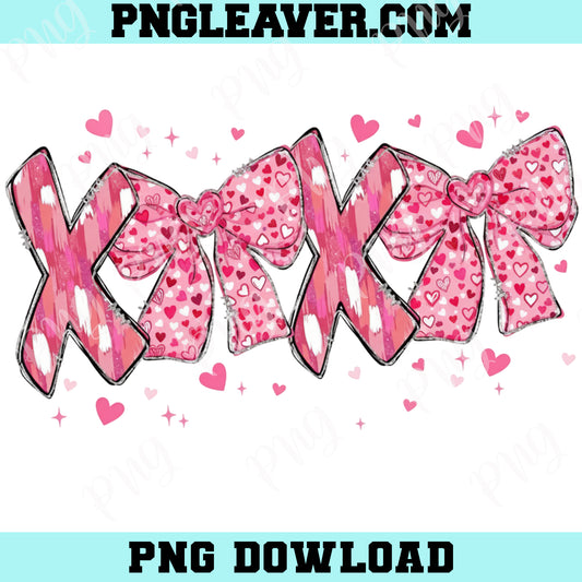 Xoxo Coquette Bow Pink Png, Xoxo Png, Heart Bows Png, Pink Coquette Valentine Png