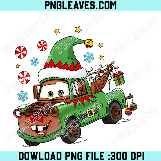 Christmas Tow Truck Elf PNG, Funny Holiday Cartoon Vehicle PNG