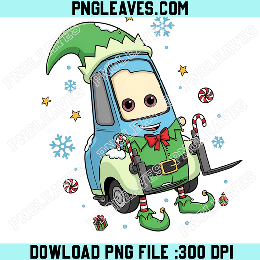 Festive Forklift Elf PNG, Cute Christmas Work Vehicle PNG