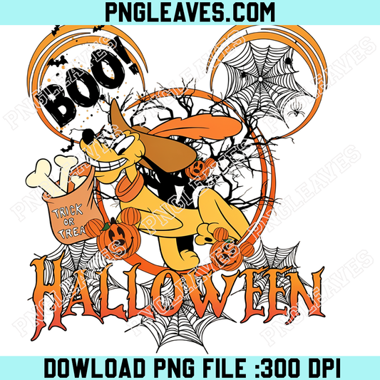 Pluto Halloween Trick or Treat PNG, Disney Pumpkin Mouse Ears Spooky Dog Design