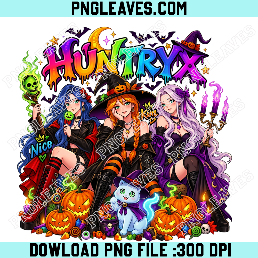 Colorful Halloween Witch Girls PNG, Spooky Pumpkin Witch Party PNG