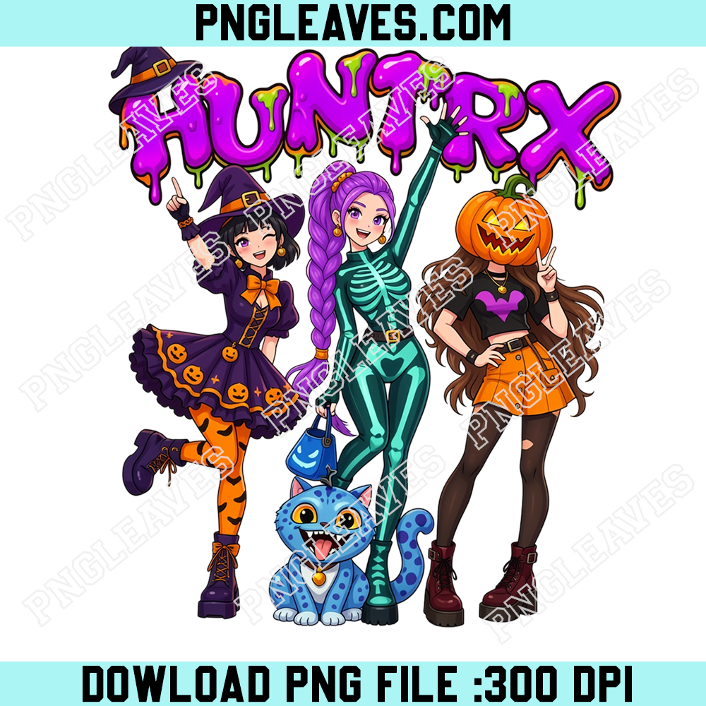 Halloween Costume Girls PNG, Cute Witch Skeleton Pumpkin Party PNG