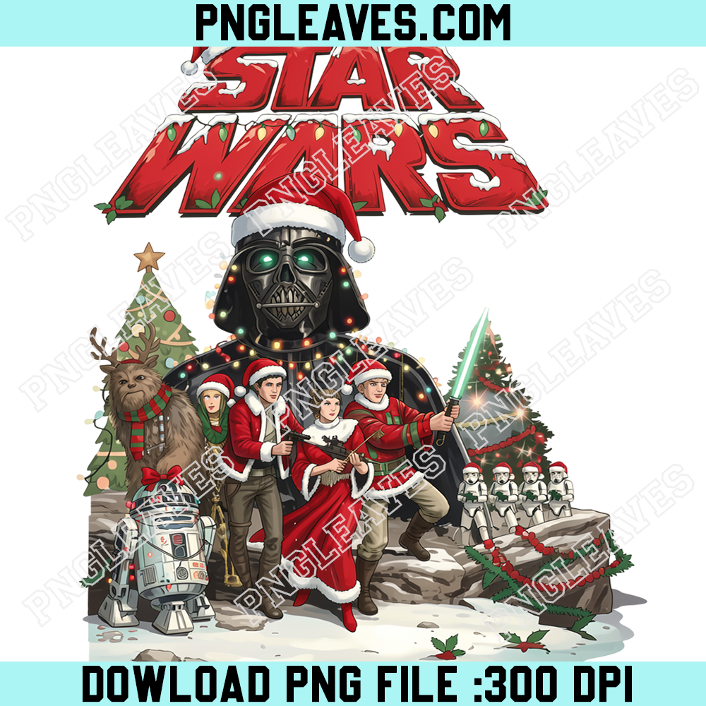 Star Wars Darth Vader Christmas Adventure PNG, Santa Hat Sith Lord with Holiday Heroes and Stormtroopers