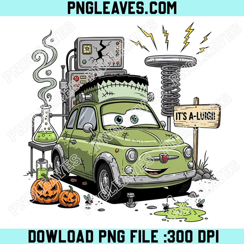 Frankenstein Monster Car PNG, Mad Scientist Halloween Vehicle PNG