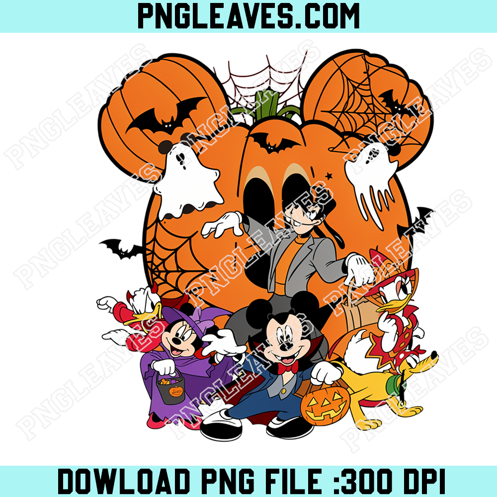 Halloween Mouse Pumpkin Friends PNG, Spooky Cartoon Character Party PNG