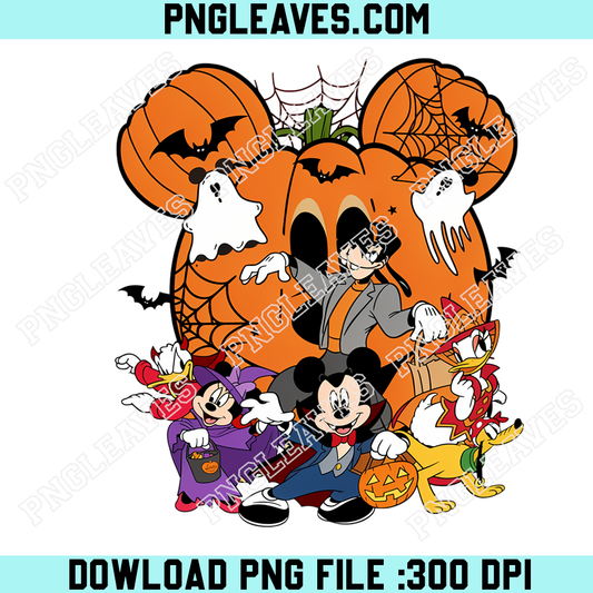 Halloween Mouse Pumpkin Friends PNG, Spooky Cartoon Character Party PNG