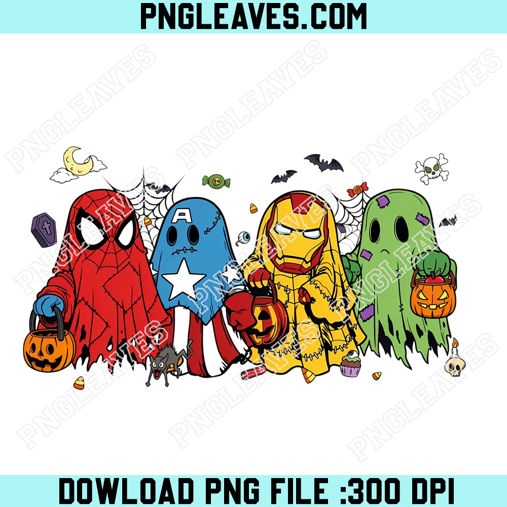 Halloween Superhero Ghost Costumes PNG, Spooky Trick Or Treat Heroes PNG