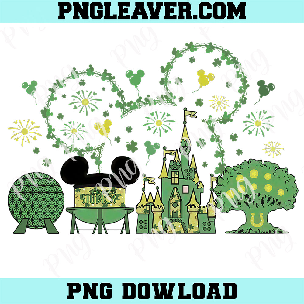 Disney Castle Retro St Patrick's Day Png, Castle Mouse Png, Disney Saint Patricks Tee Png