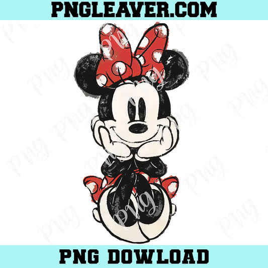 Cute Minnie Mouse Classic Sketch Cute Vintage Png, Vintage Minnie Png