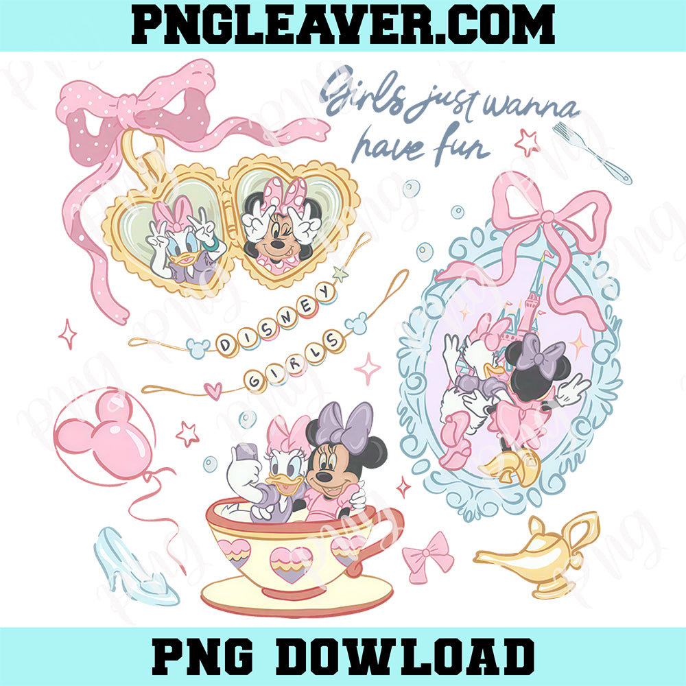 Disney Minnie Daisy Summer Png, Girls Just Wanna Have Sun Png, Disney Besties Png