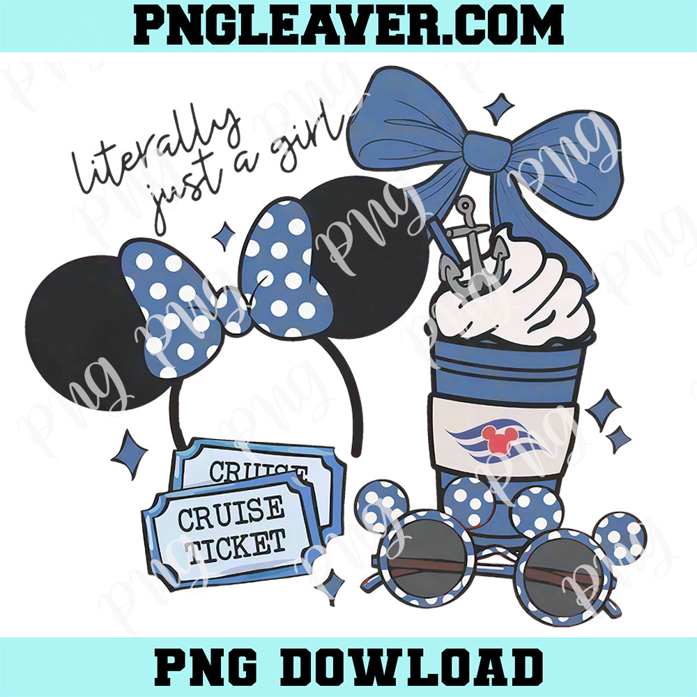 Disney Coquette Bow Literally Just A Girl Cruise Line Png, Minnie Mouse Girl Cruise Trip Png