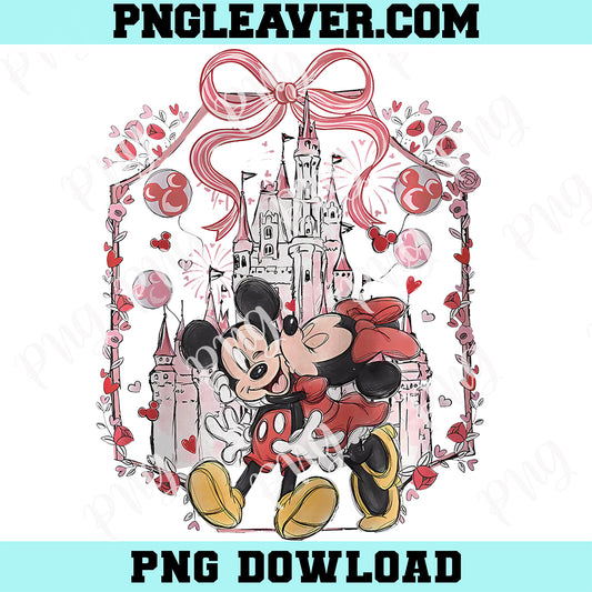 Vintage Coquette Bows Mickey Minnie Disney Valentine Png, Disneyland Sweethearts Nite Gift Png
