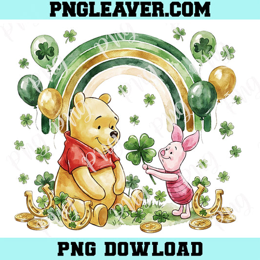 Pooh St Patricks Day Png, Pooh Lucky Vibes Png, Leprechaun Png, Mouse Castle Png