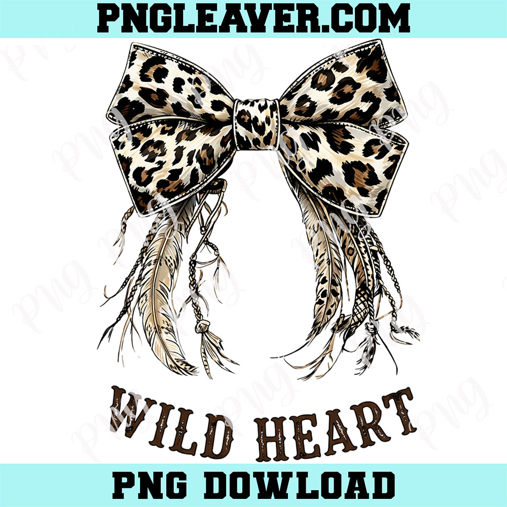 Western Leopard Bow Png, Cowgirl Wild Heart Png, Boho Feathers Png