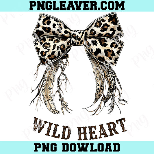 Western Leopard Bow Png, Cowgirl Wild Heart Png, Boho Feathers Png